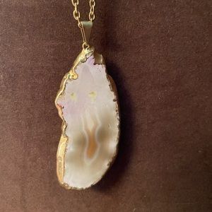 Handmade hanging rock gem necklace